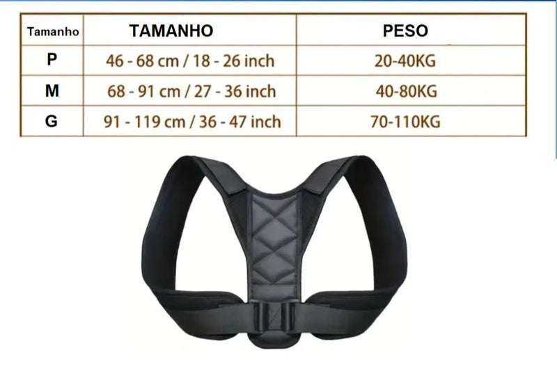 Corretor Postural Ortopédico Unissex Ajustável - Posture Guardian