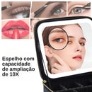 Maleta de Maquiagem com Espelho em LED - Beauty Haven + Brinde um Estojo de Pincéis